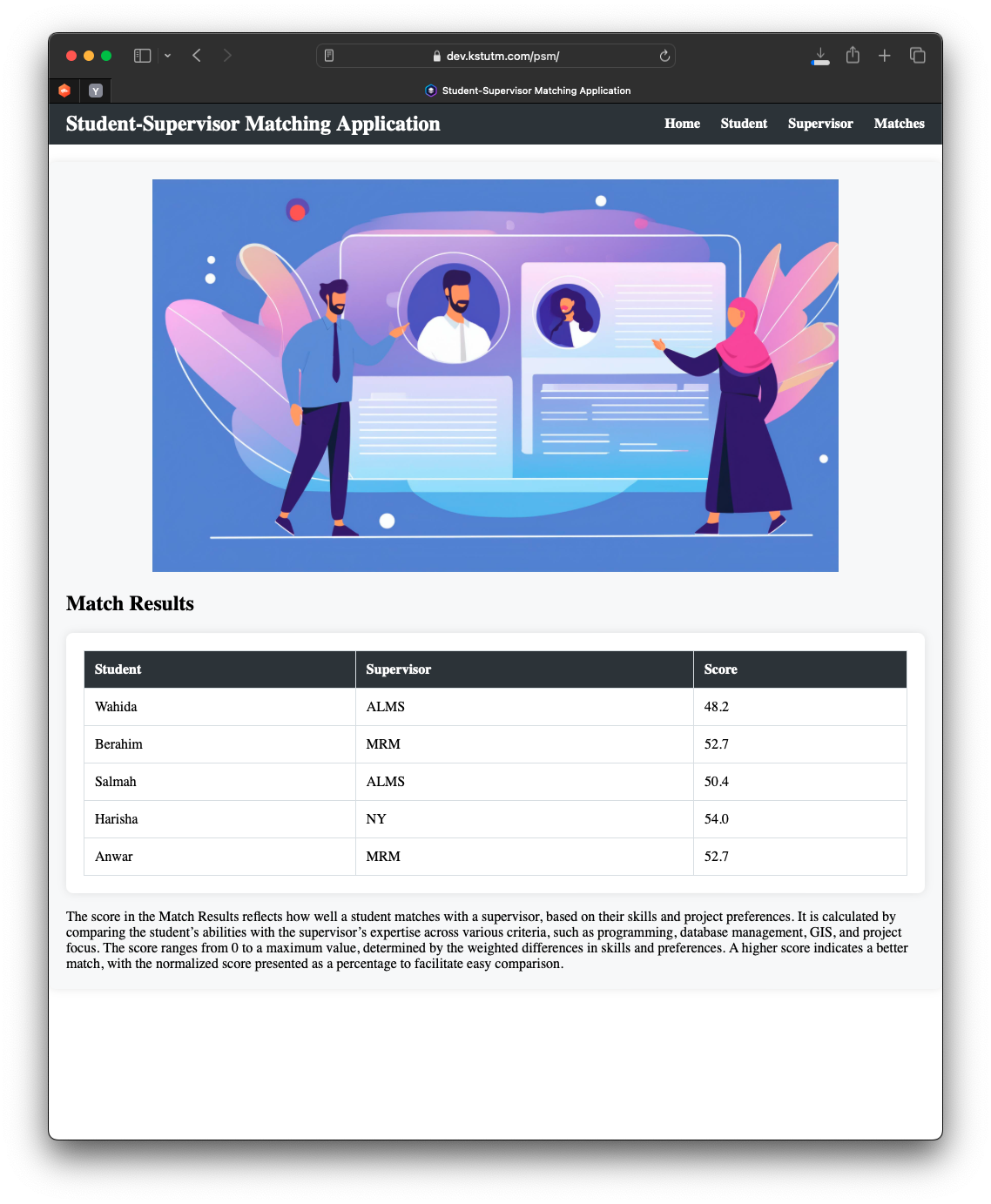 Development of a Web-Based Application for Matching Students with Supervisors Using a Weighted Scoring Algorithm
